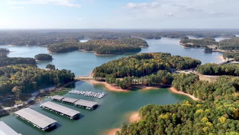 aerial of marina on lake lanier reservoir in georgia