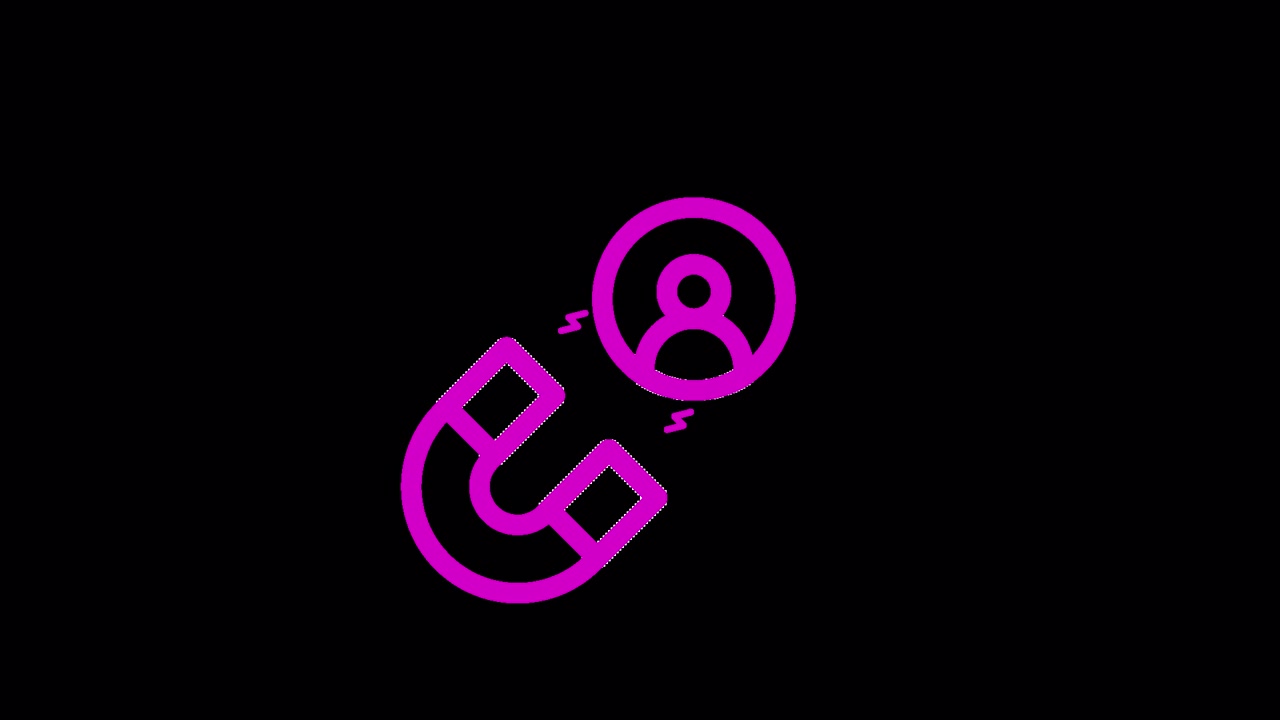 Icona animata di magnete magenta che attrae una persona