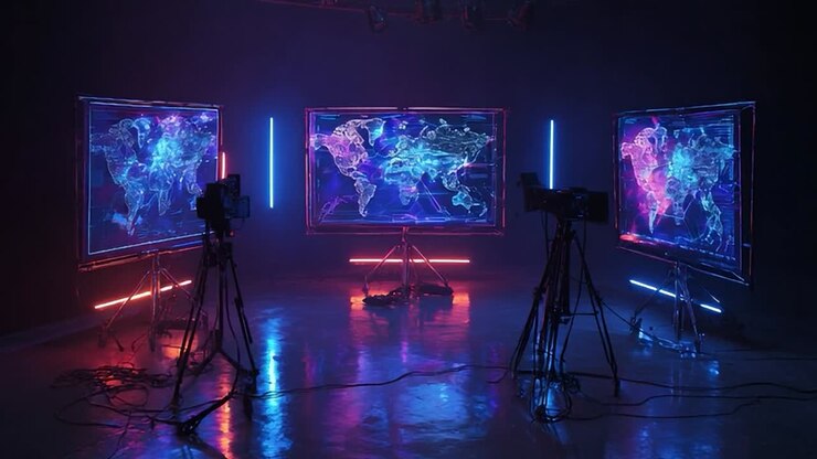 La moderna tecnologia di visualizzazione presenta mappe globali con colori vivaci