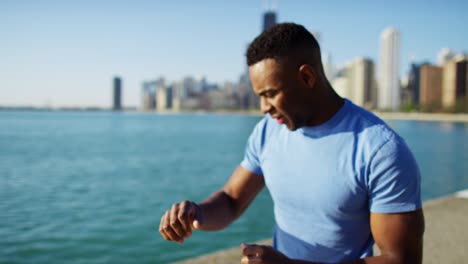 ethnic male resting after health and leisure workout