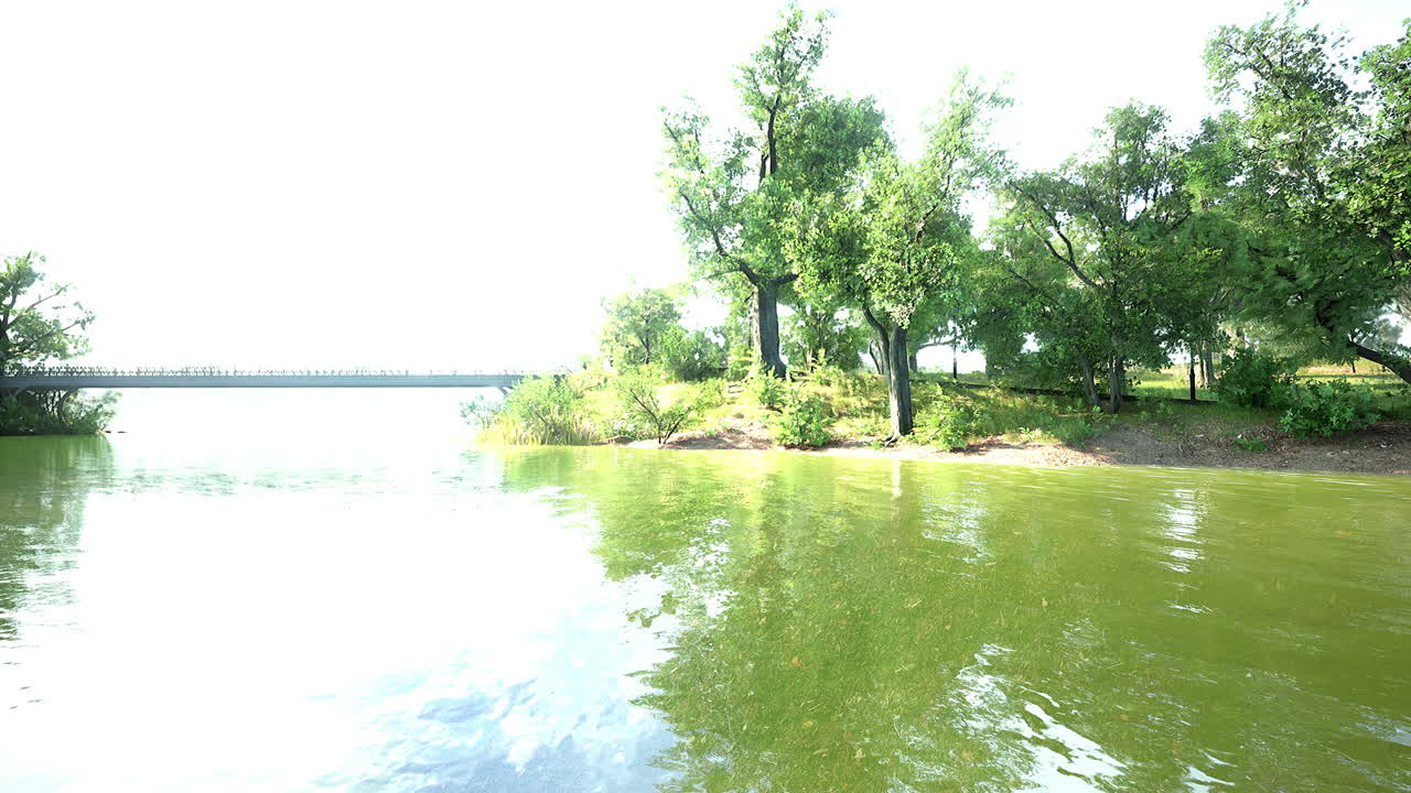 호수 를 가진 도시 공원 의 풍경