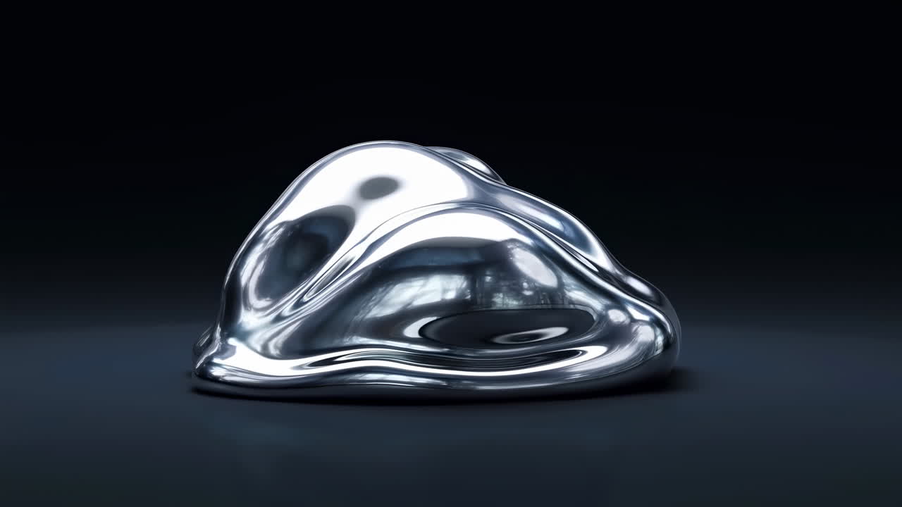 Abstract Liquid Metal Shape Morphing on Dark Background