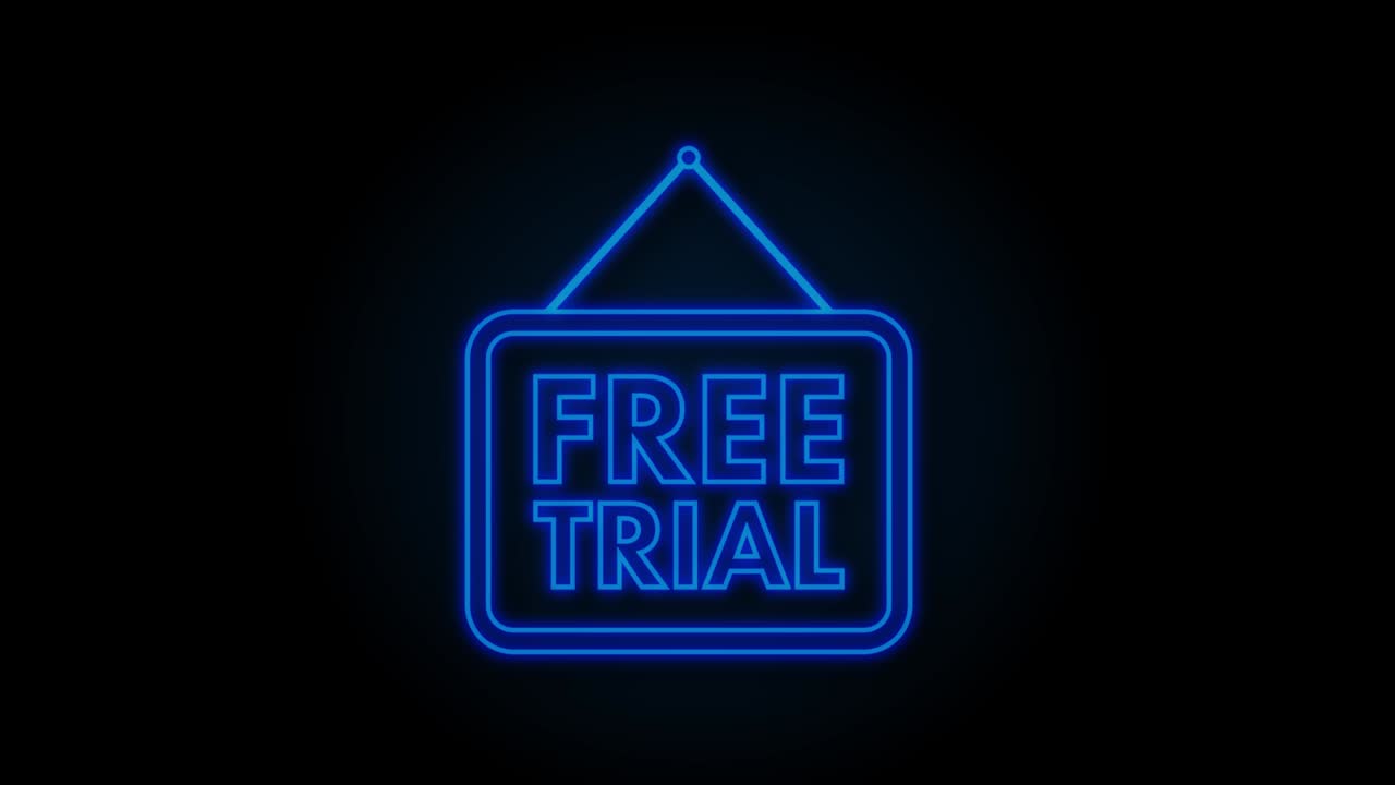 banner plano de prueba gratuito. publicidad de productos. diseño web. símbolo, signo. gráfico de movimiento