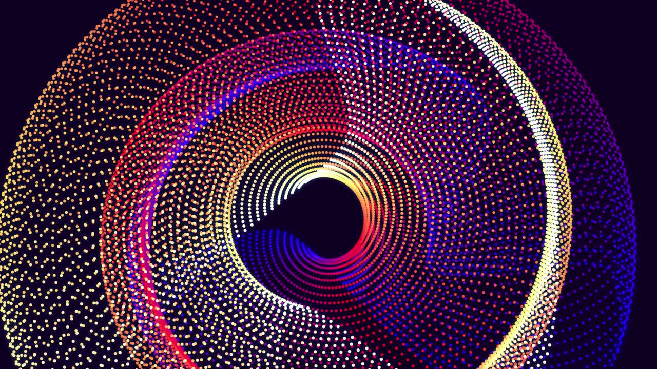 luci in esecuzione o in movimento. bg 3d astratto con particelle di luminosità. particelle o punti con luce al neon, formano la superficie di un oggetto astratto 3d. design di movimento creativo luminoso bg. luma matte come canale alfa.