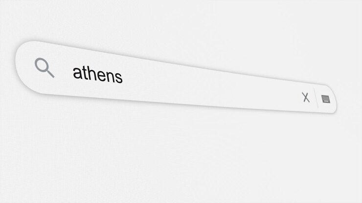 Athens being typed in the search bar