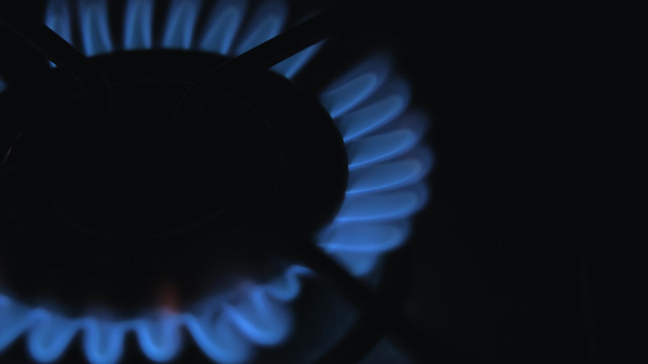 가스 스토브 작동, 가스 불꽃의 근접 영상