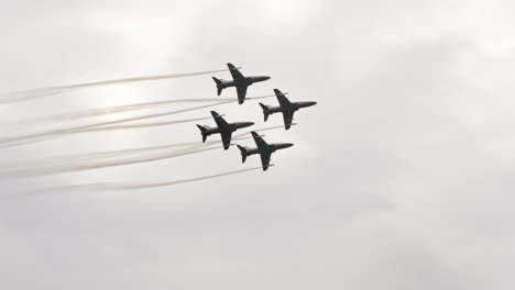 jet fighters flying in formation at air show