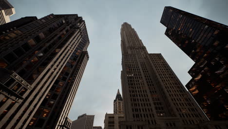 below view on the skyscrappers in chicago