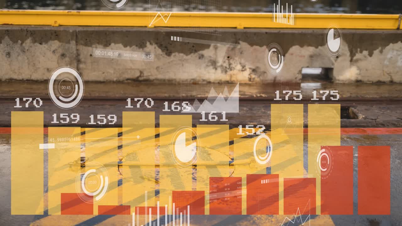 animación del procesamiento de datos financieros en la calle