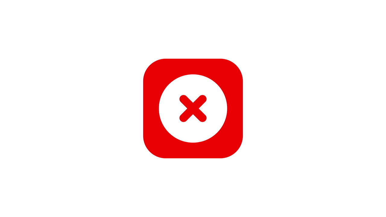 Animated Red X Mark Icon on White Background
