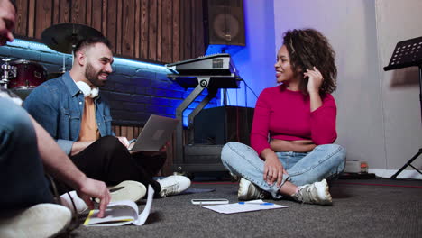 musical group in the studio