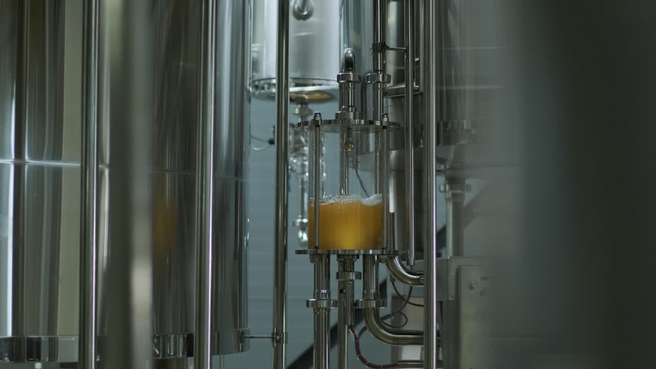 Modern craft brewery. Craft beer production. Modern equipment in brewery