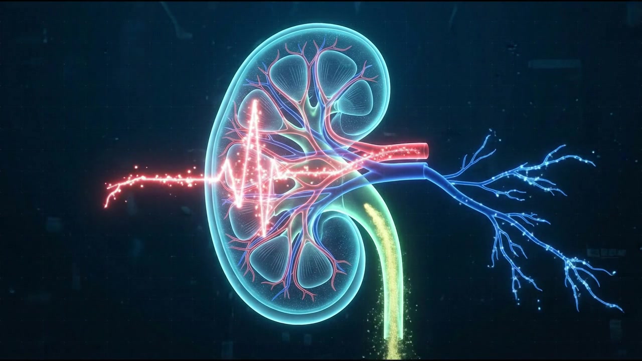 3D human kidney model showing internal filtration system