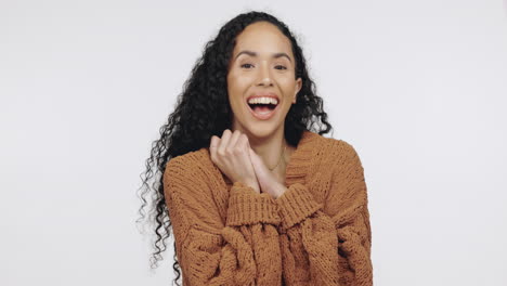 happy surprise woman, studio