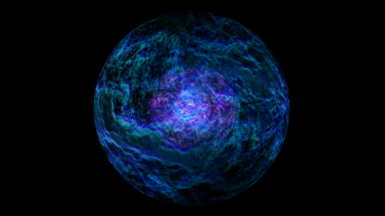 abstracto núcleo colorido explosivo, tecnología de onda de visualización digital esfera de energía violeta superficie y arco iris poderoso crear fuera