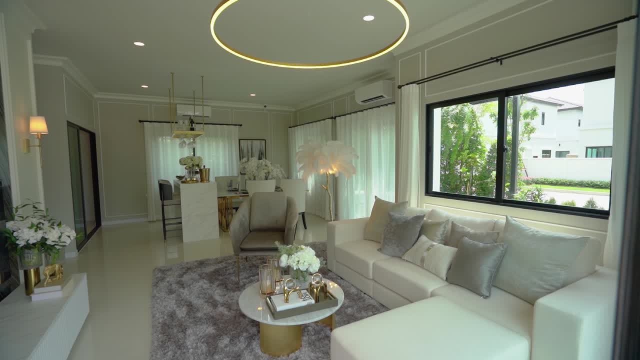 Premium stock video - Stylish and elegant living room interior design