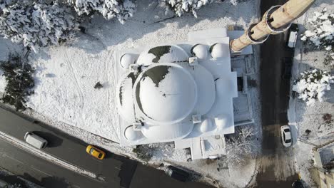 空中無人機 冬天雪地清真寺