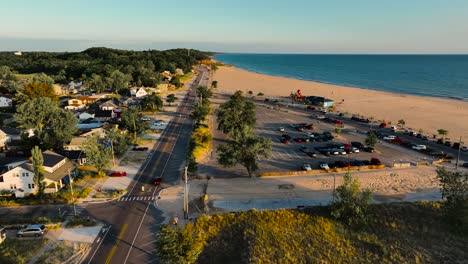 sun soaked beach homes under aerial camera
