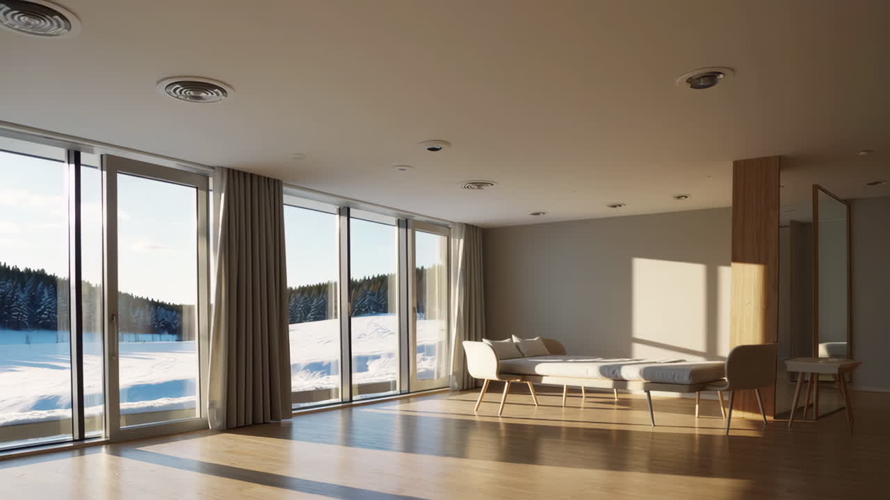 Modern Winter Room with Mountain Views