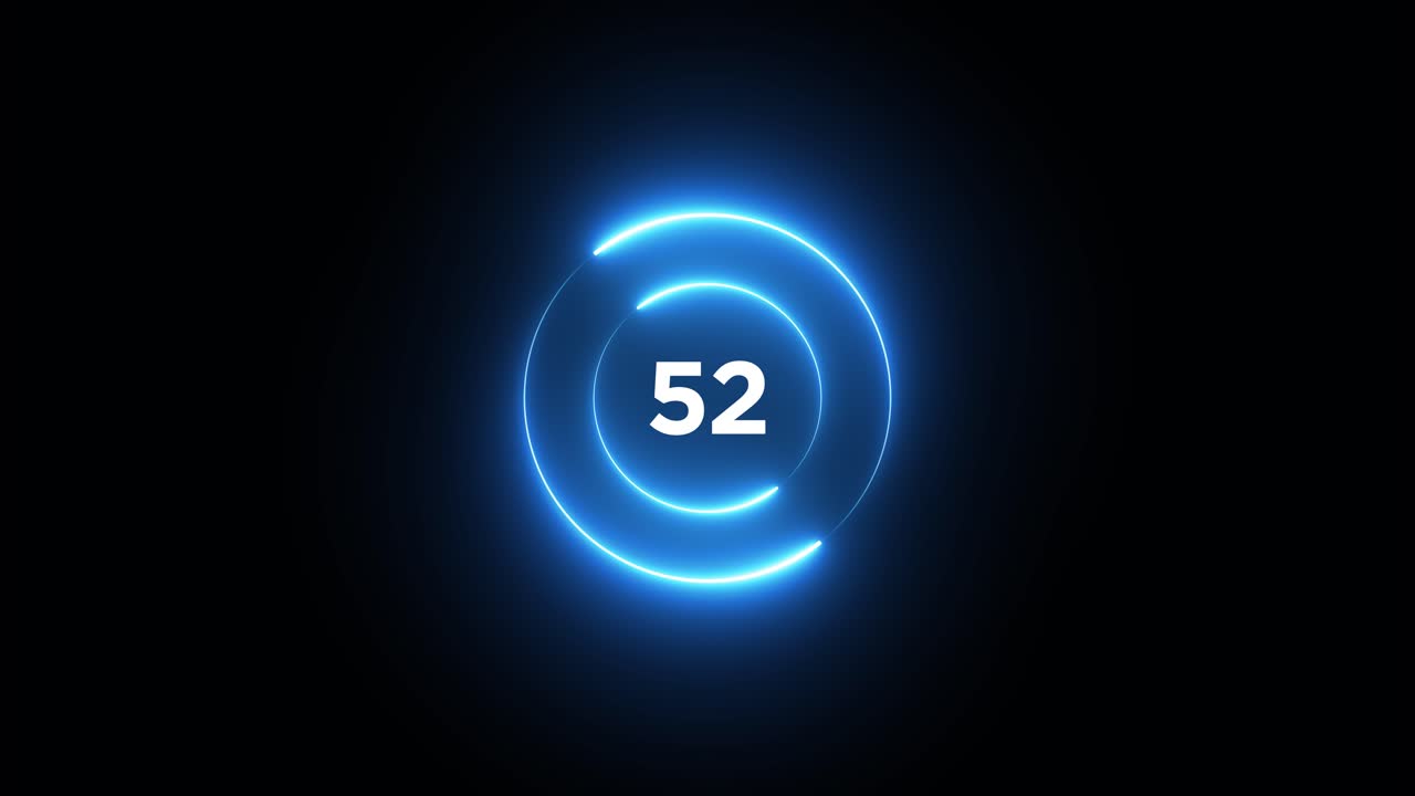 Neon circle with number 52