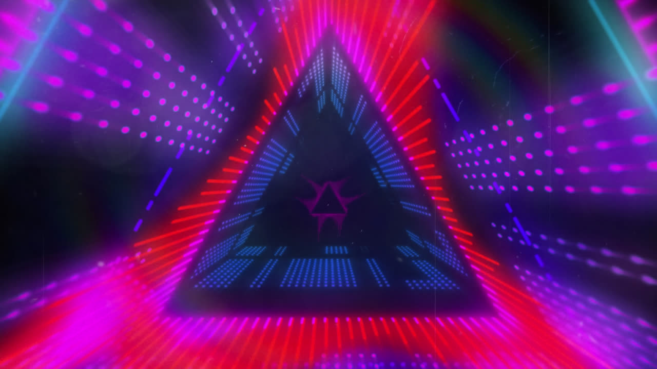 animación de coloridas formas de neón en fondo negro