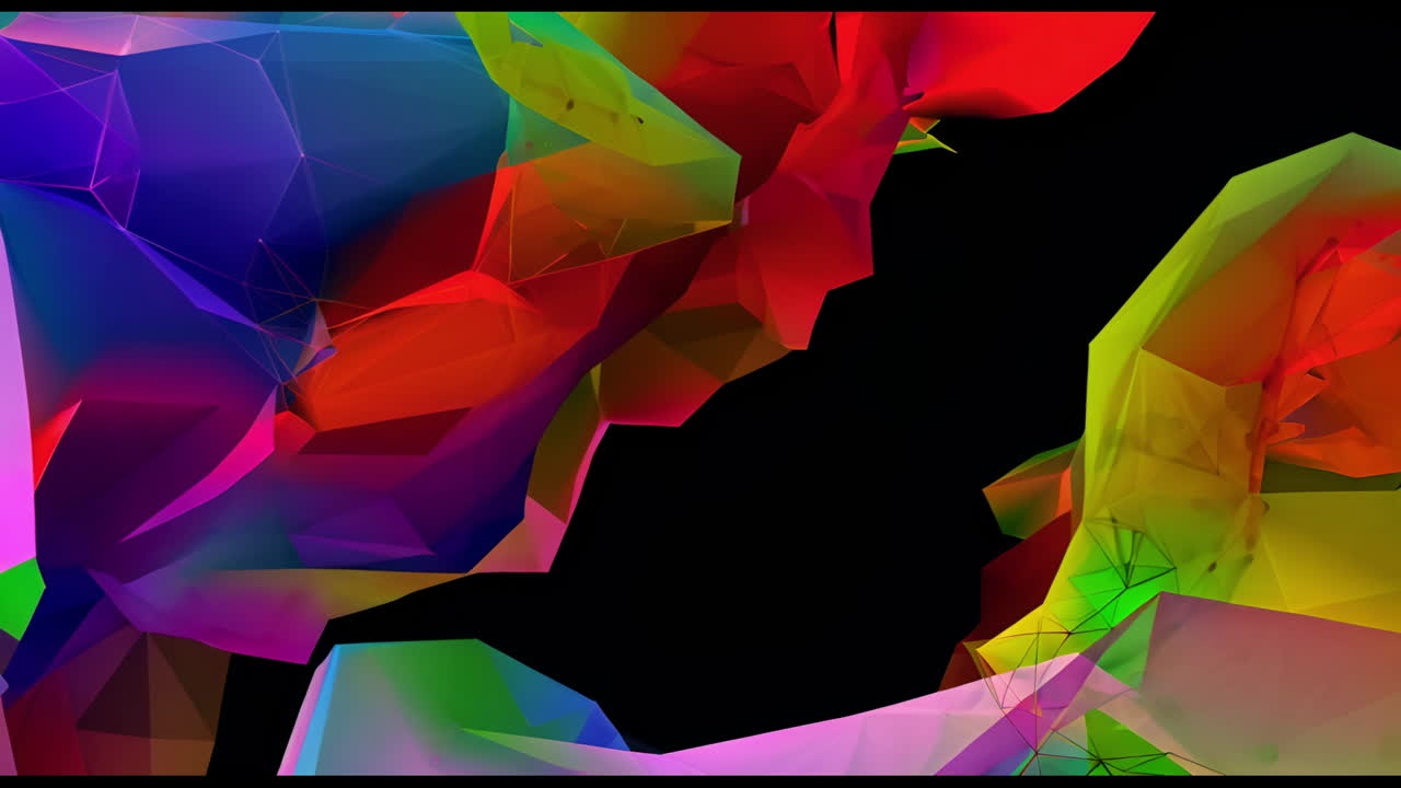 Colorful Abstract Geometric Shapes on Black Background
