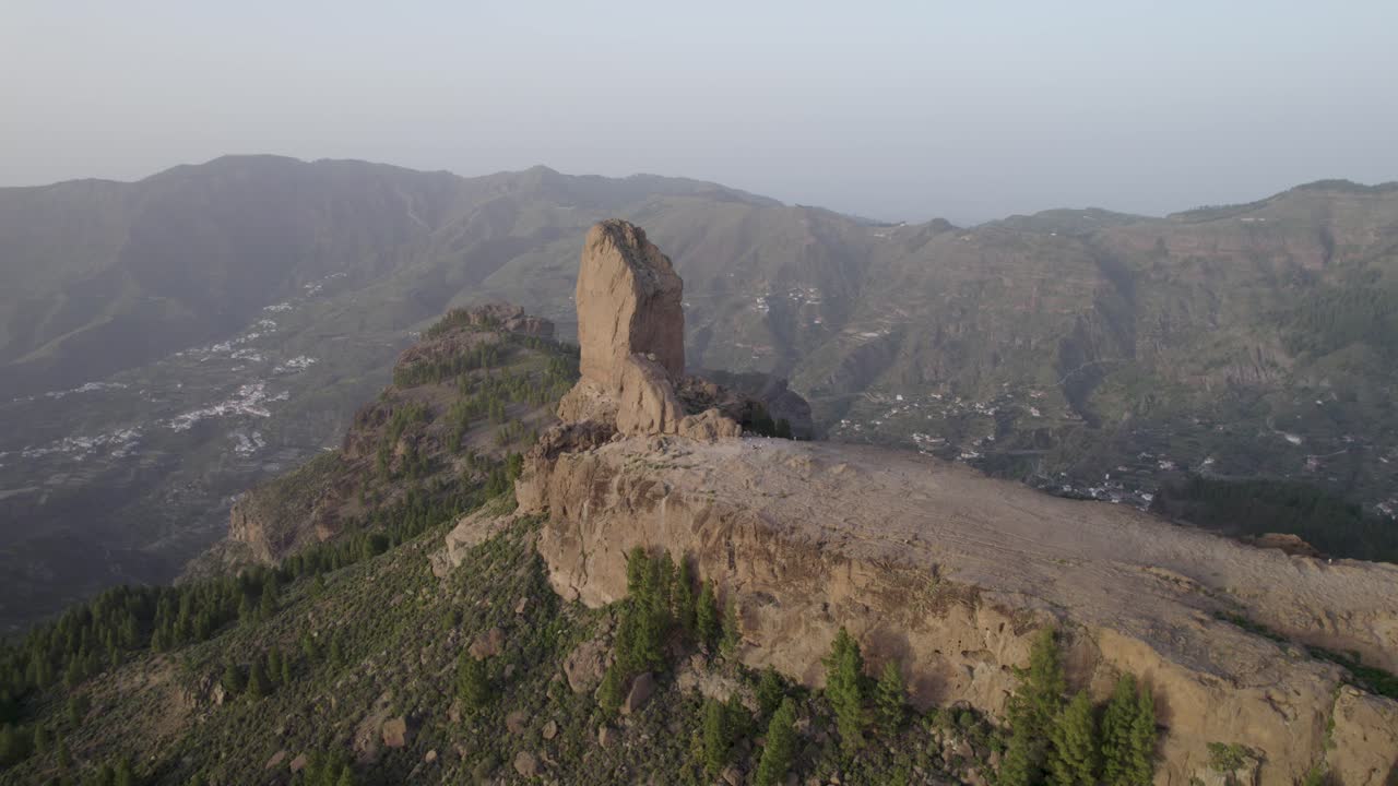 Beautiful drone flight around Roque Nublo on the island of Gran Canaria.
