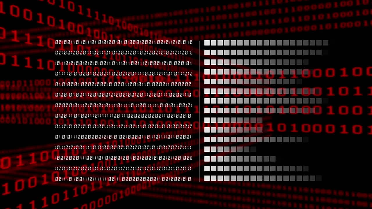 animación del procesamiento de datos a través de la computación de codificación binaria