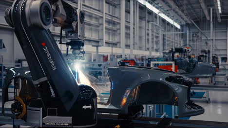 automated car assembly with robotic arm