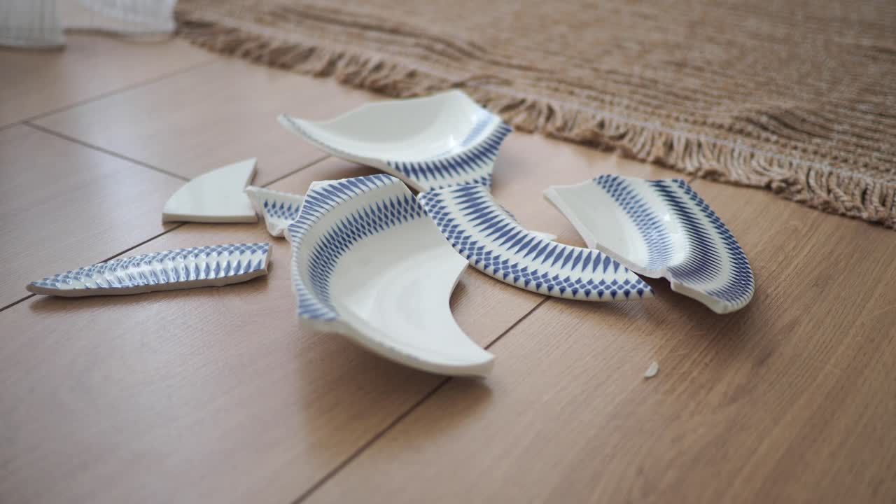 Broken plate on the floor