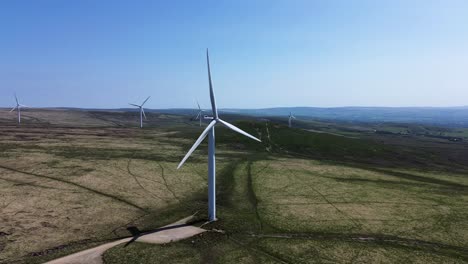 vista aérea de una granja de turbinas eólicas para producir energía limpia renovable sostenible objetivo neto cero