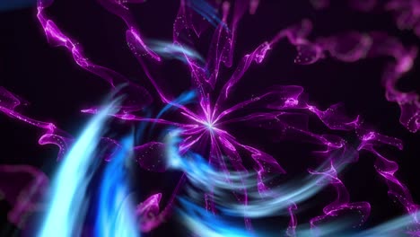 animación de una espiral de luz azul sobre humo púrpura sobre fondo negro