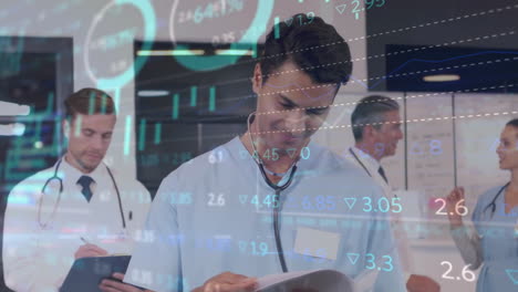 animación del procesamiento de datos sobre diversos médicos