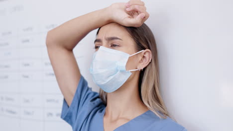 Doctor,-sad-woman-and-stress-with-face-mask