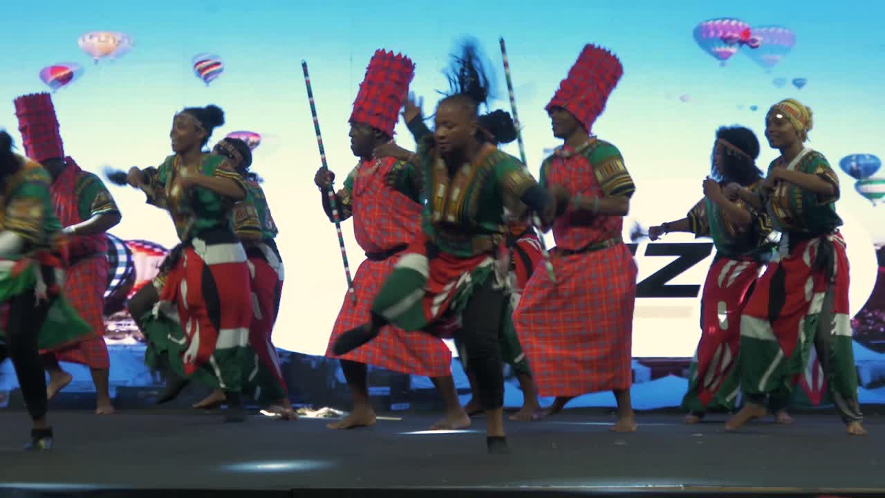 Traditional African dance show performance on stage.