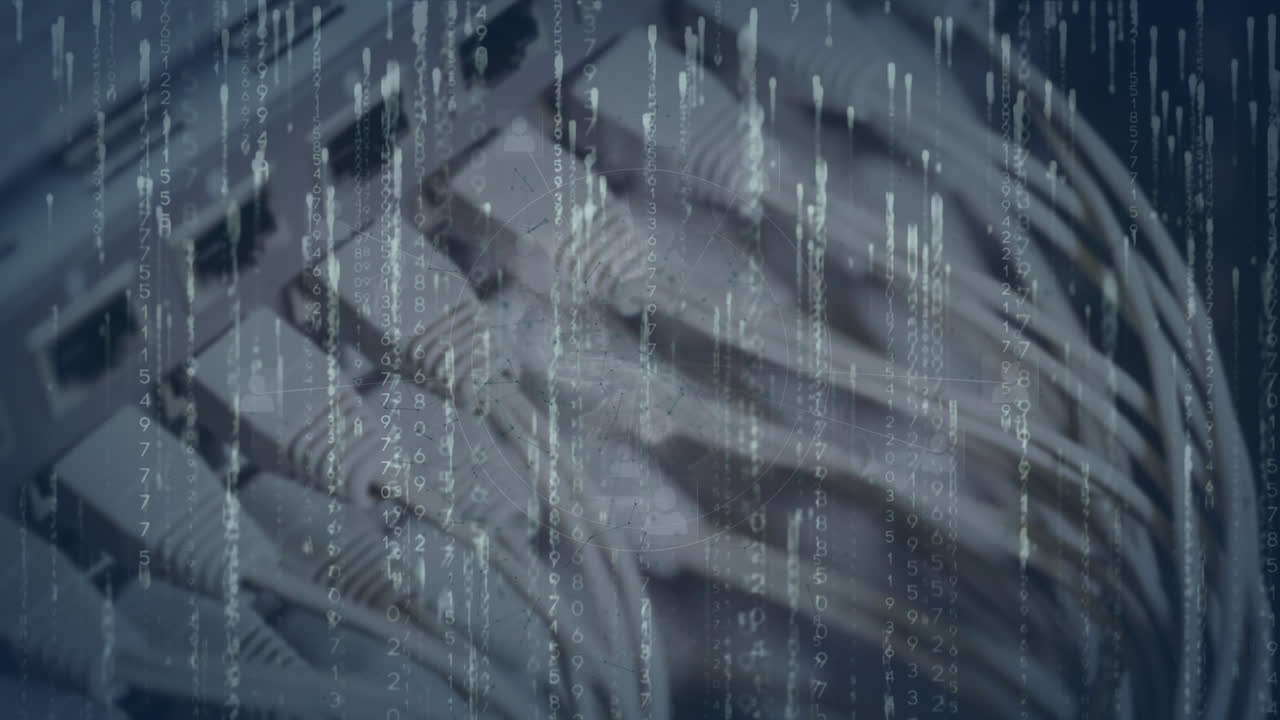 animación de la codificación binaria y las moléculas a través del servidor