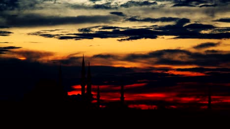 timelapse view of istanbul cityscape with famous suleymaniye mosque at sunset