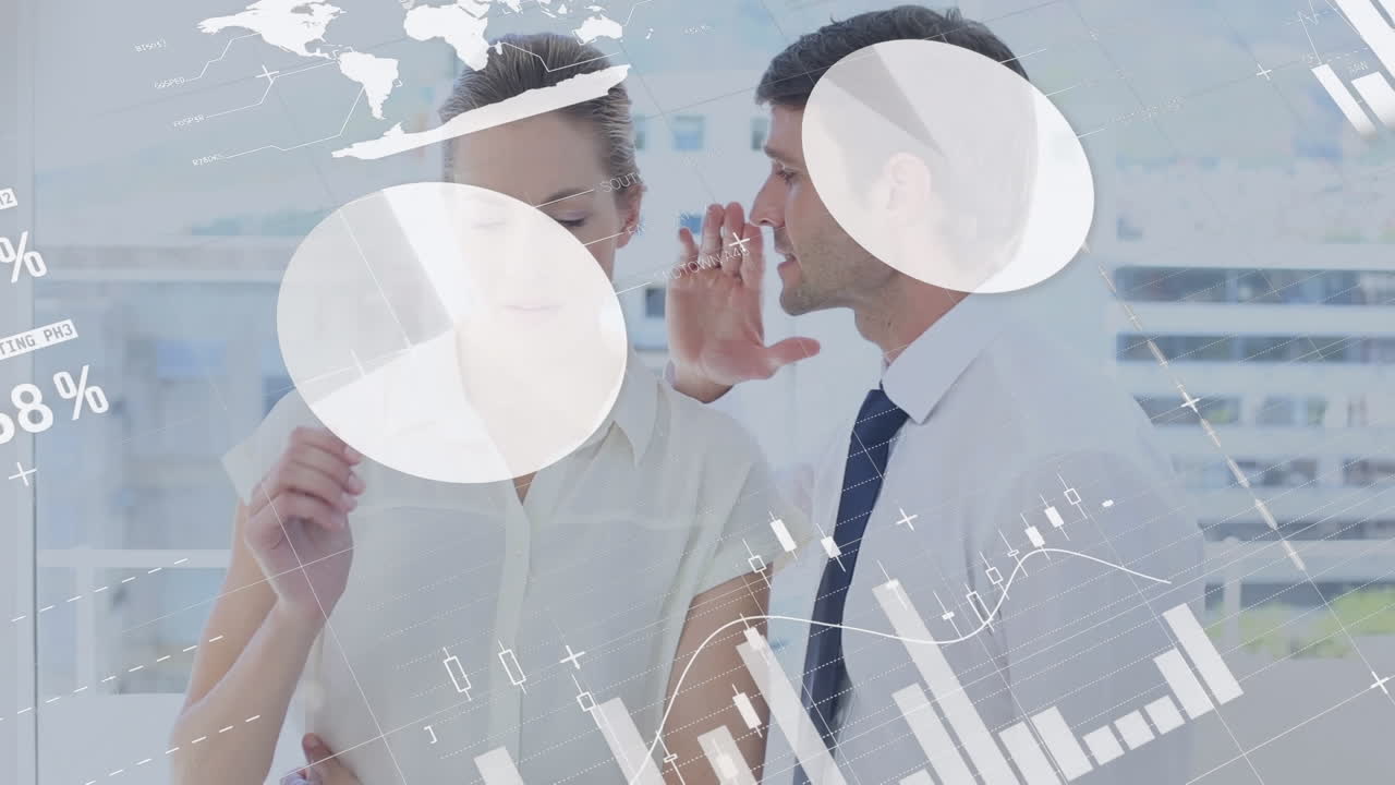 사무실에서 다양한 사업가들에 대한 금융 데이터 처리의 활성화