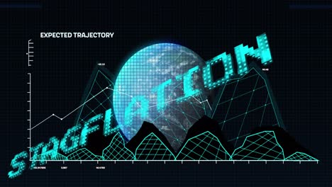 Animation-of-stagflation-text-in-blue-over-globe-and-graph-processing-data