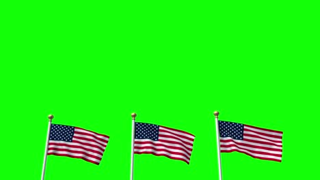 usa us 3 american flags waving cg flare 4k