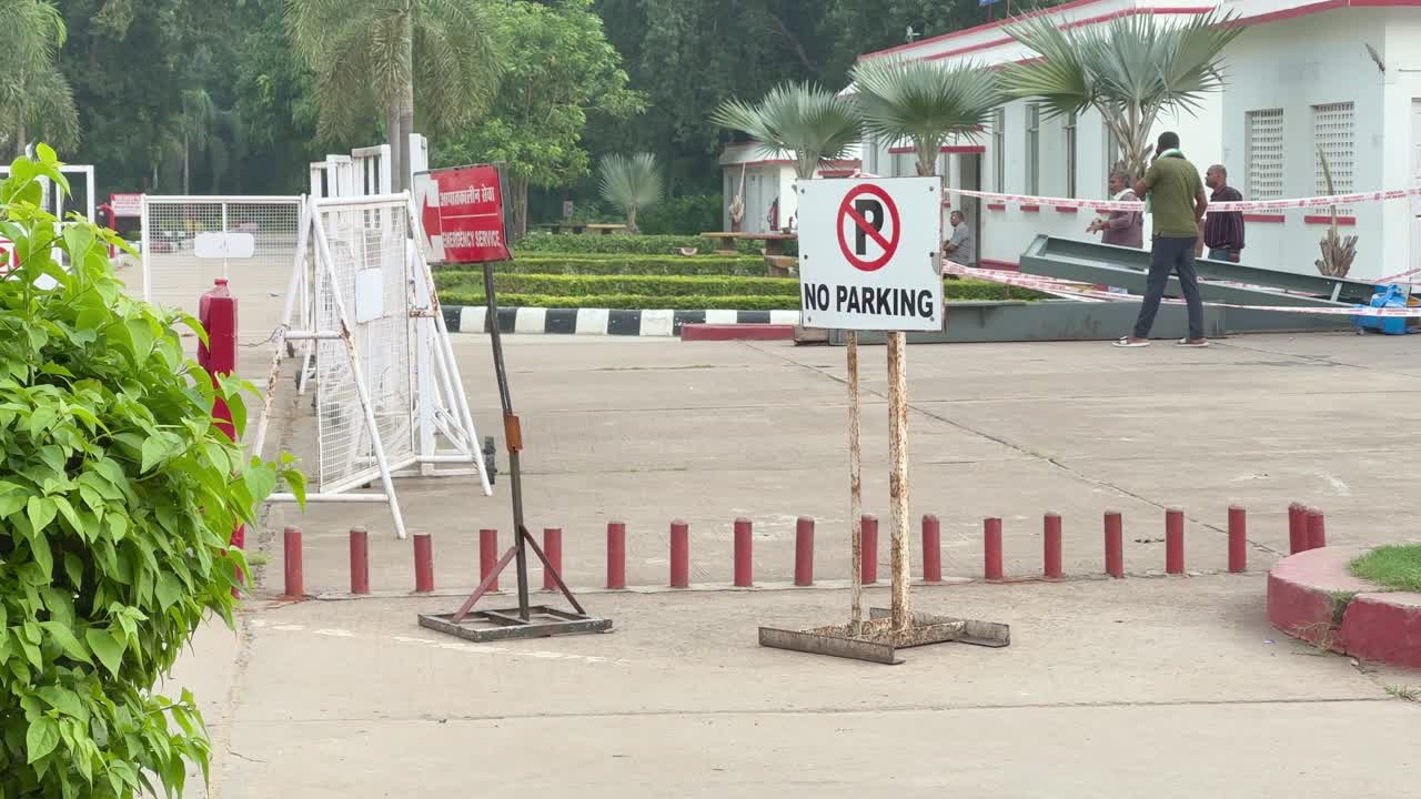 No parking sign board on the road