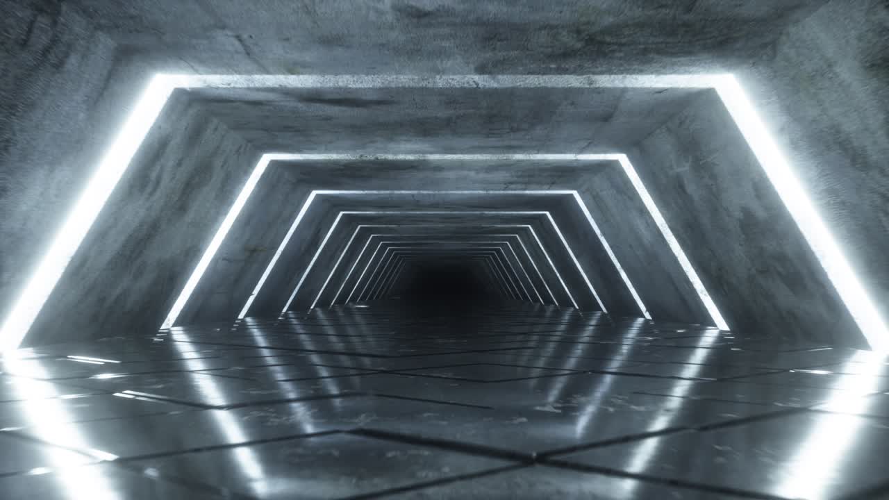 túnel de hormigón futurista con iluminación de neón