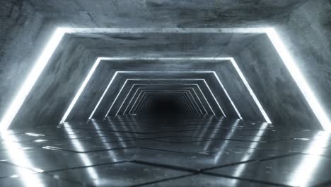 futuristic concrete tunnel with neon lighting