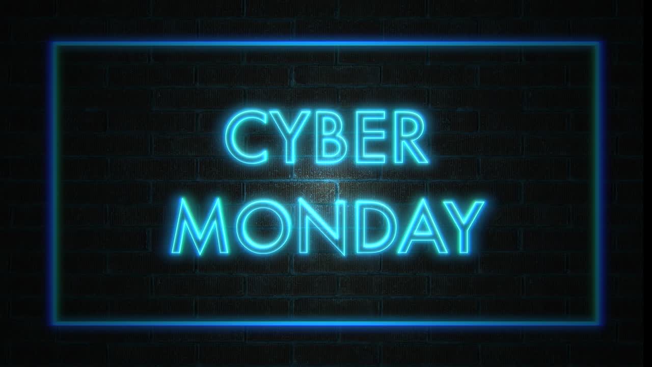 estandarte de venta con letrero de neón parpadeante estilo, bucle. 4k