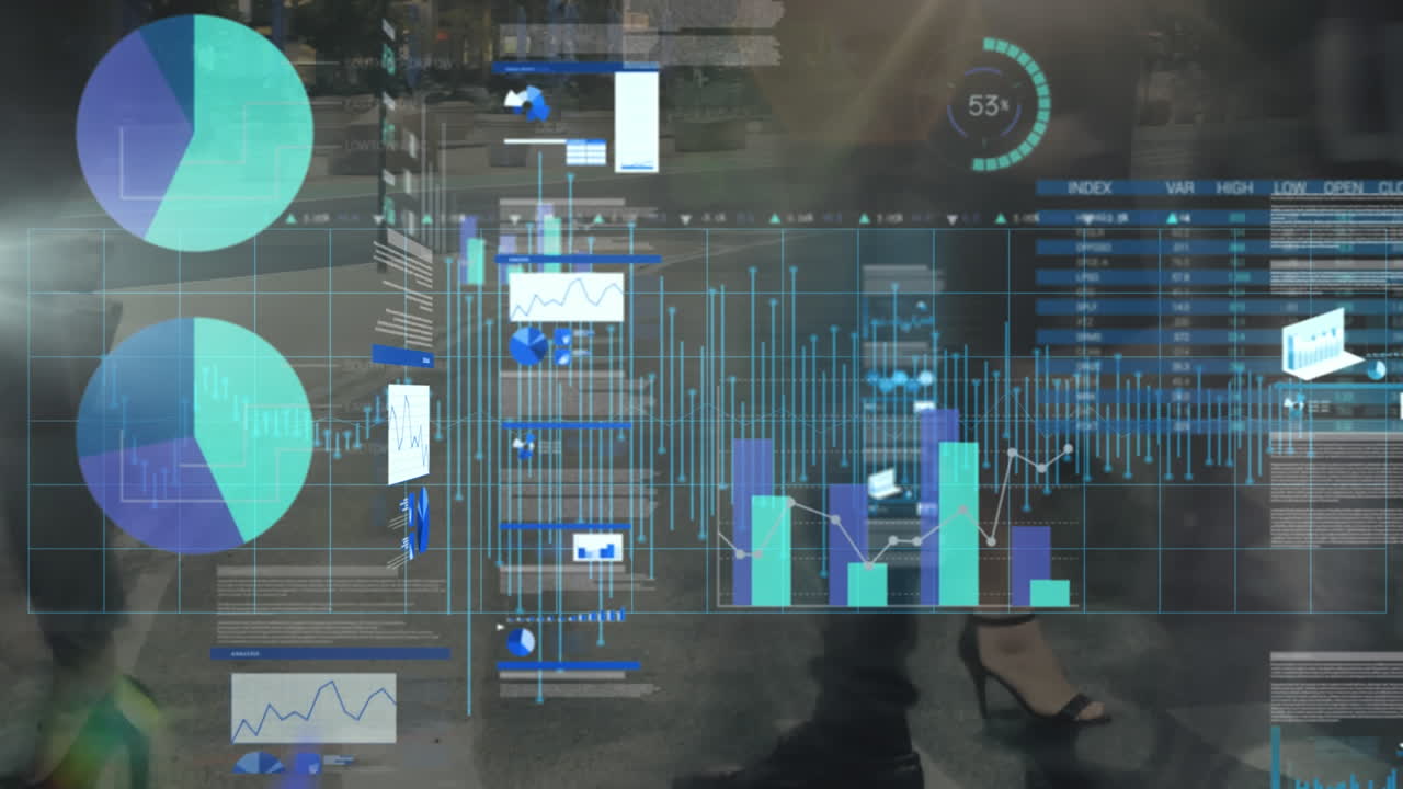 animación del procesamiento de datos financieros y las estadísticas