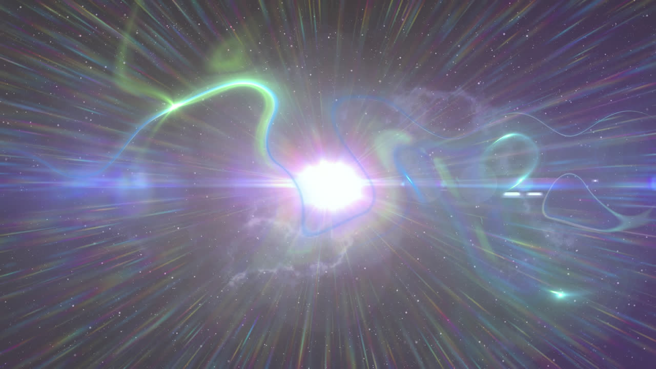 animación de rayos de luz y puntos de luz que se mueven en bucle sin costuras sobre fondo negro