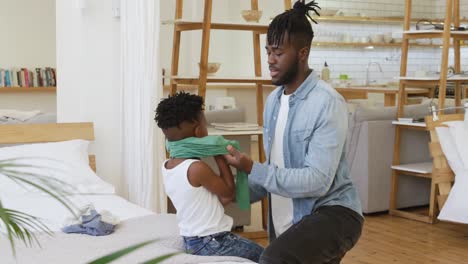 father and son at home