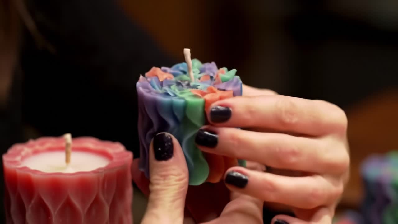 Colorful Candle Making in Workshop With Intricate Designs and Techniques