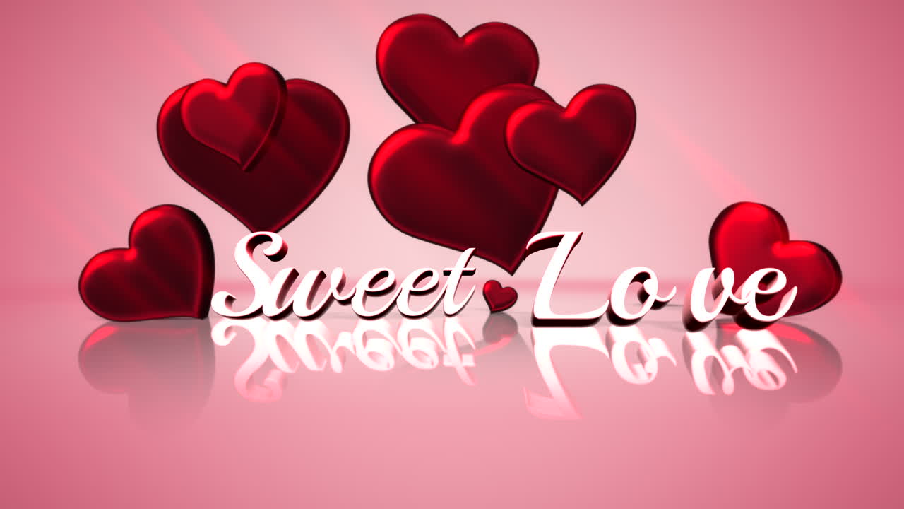 발렌타인 데이 2에 달콤한 사랑 텍스트와 모션 로맨틱 하트