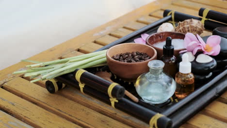 tray full of massage products